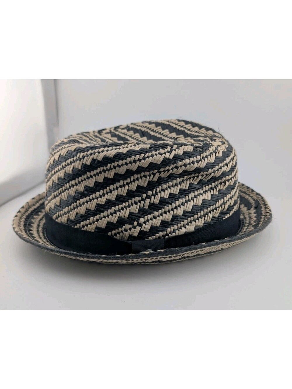 Christy's Crown Series Fedora Hat Black White Woven Tony Merenda Women's